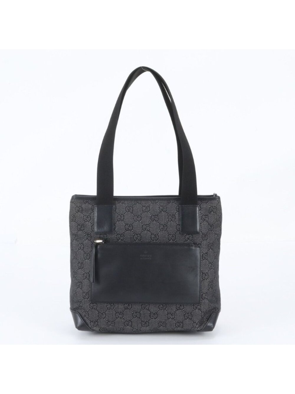 Gucci GG Canvas Leather Tote Bag Shoulder Hand Black
